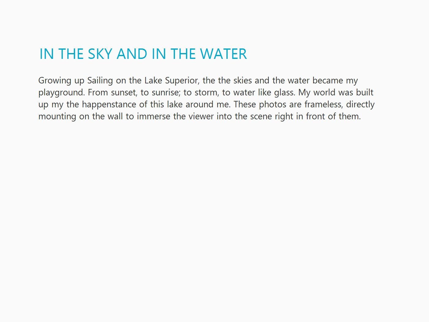 In the Sky and In the Water